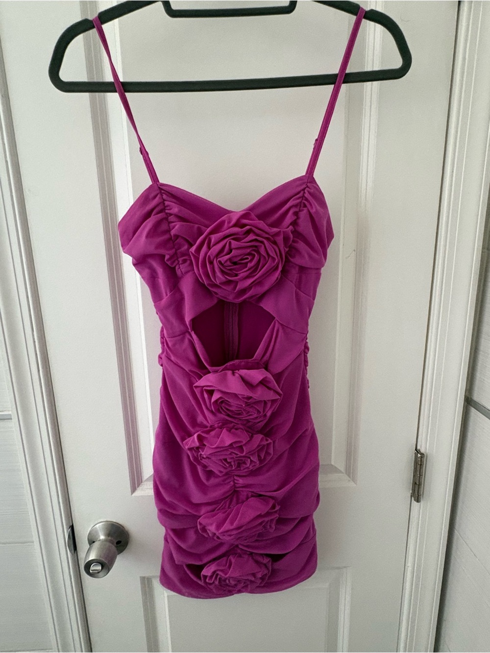 Fashion Nova Hot Pink Floral Rose-Detail Bodycon Mini Dress - Picture 7 of 8